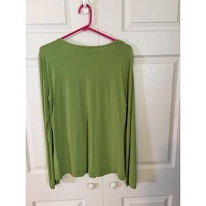 Worthington Stretch Womens Large Lime Green V-Neck Empire Waist Long Sleeve Top